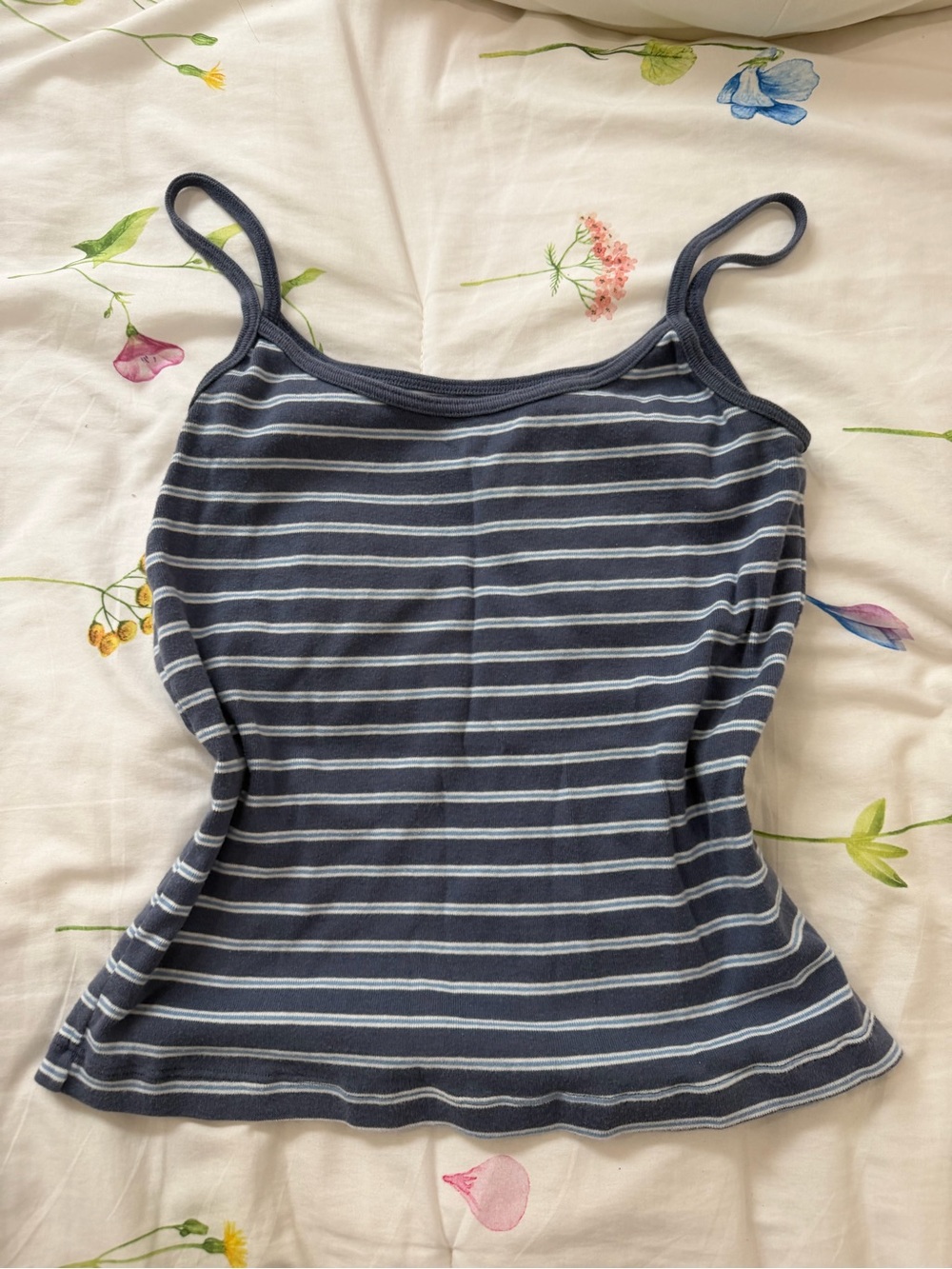 Brandy Melville Navy Blue & White Striped Spaghetti Strap Camisole